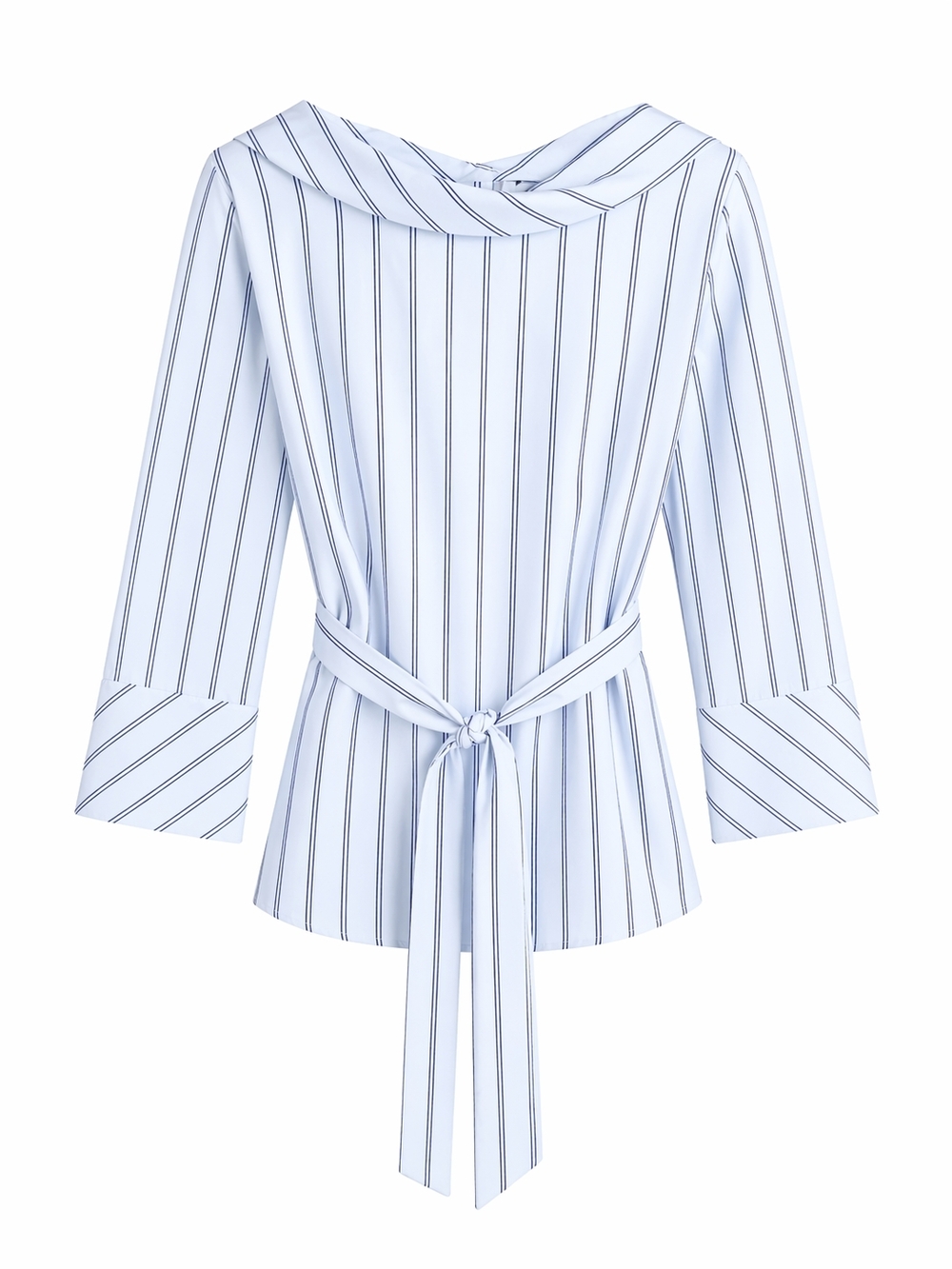 Banana Republic Blue Stripe Belted Tunic Top L NWT | Tailored Workwear Chic - Picture 2 of 16